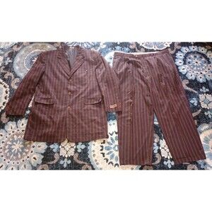 Vtg Paitano Striped Suit Mens Blazer Sz 50L Pants Sz 45L 70s Eclectic Grandpa